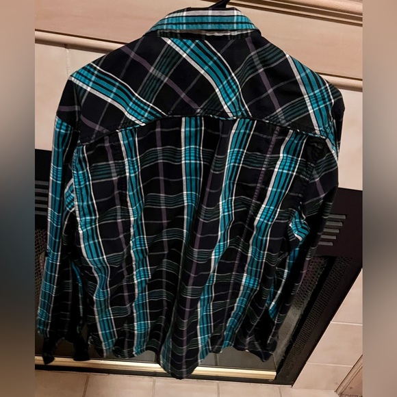 Blue Plaid Button Down Size XL Slim Fit - Picture 2 of 3